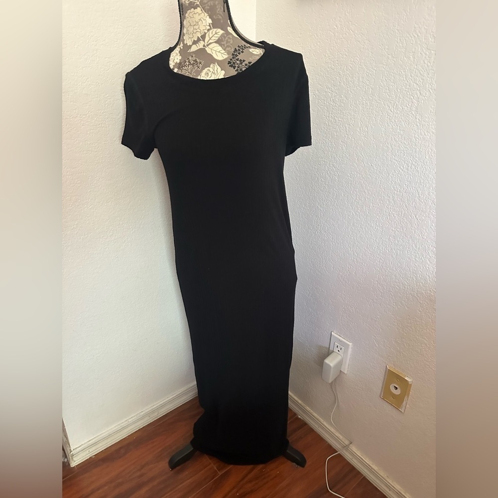 Free People FP Beach Scoop Neck Bodycon Black Maxi Dress- Size M